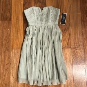 J. Crew sage green straplesss chiffon dress